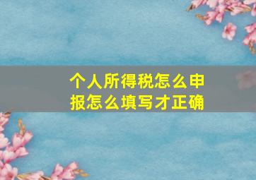 个人所得税怎么申报怎么填写才正确