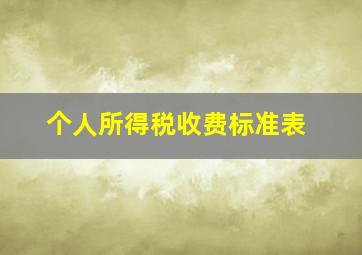 个人所得税收费标准表