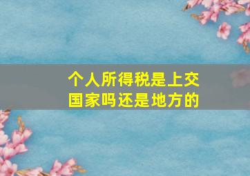 个人所得税是上交国家吗还是地方的