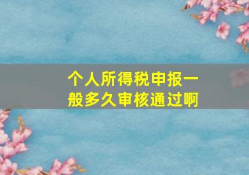 个人所得税申报一般多久审核通过啊