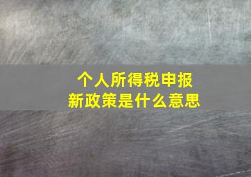 个人所得税申报新政策是什么意思