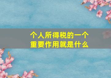 个人所得税的一个重要作用就是什么