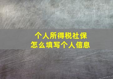 个人所得税社保怎么填写个人信息