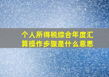 个人所得税综合年度汇算操作步骤是什么意思