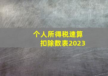 个人所得税速算扣除数表2023