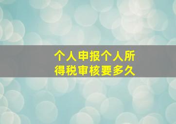 个人申报个人所得税审核要多久