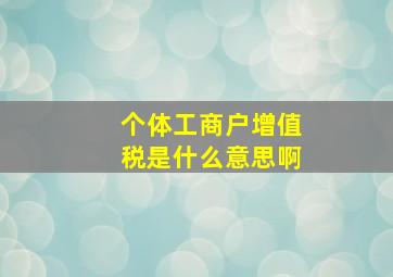 个体工商户增值税是什么意思啊