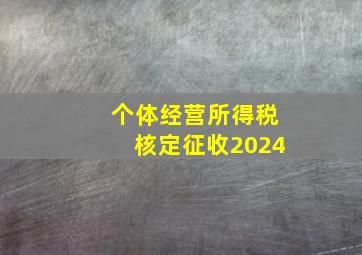 个体经营所得税核定征收2024