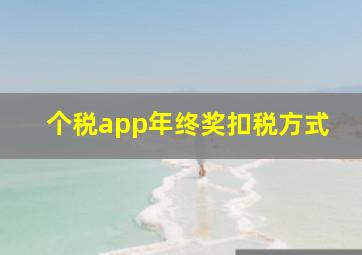 个税app年终奖扣税方式