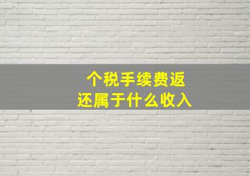 个税手续费返还属于什么收入