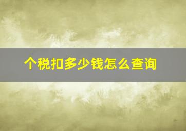 个税扣多少钱怎么查询