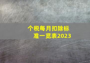 个税每月扣除标准一览表2023