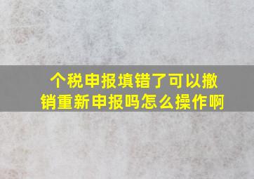 个税申报填错了可以撤销重新申报吗怎么操作啊