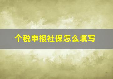 个税申报社保怎么填写