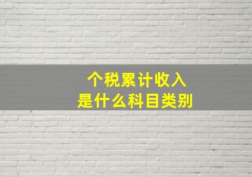 个税累计收入是什么科目类别