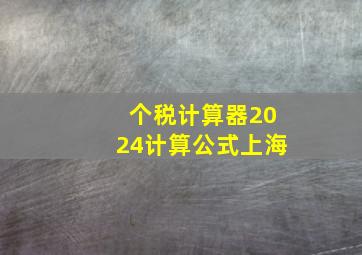 个税计算器2024计算公式上海