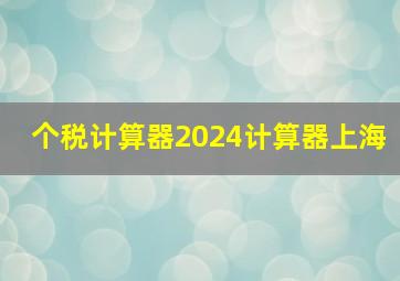 个税计算器2024计算器上海