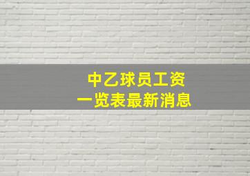 中乙球员工资一览表最新消息