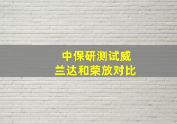 中保研测试威兰达和荣放对比