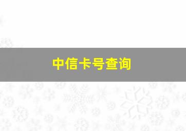 中信卡号查询