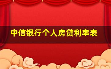 中信银行个人房贷利率表