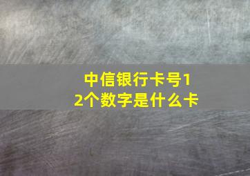 中信银行卡号12个数字是什么卡