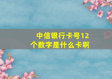 中信银行卡号12个数字是什么卡啊