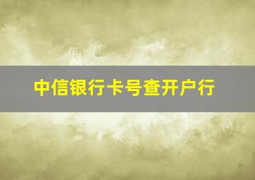 中信银行卡号查开户行