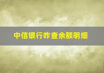 中信银行咋查余额明细