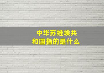 中华苏维埃共和国指的是什么