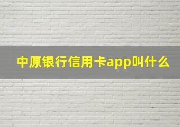 中原银行信用卡app叫什么