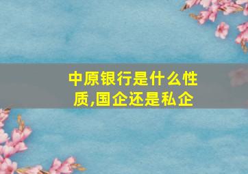 中原银行是什么性质,国企还是私企