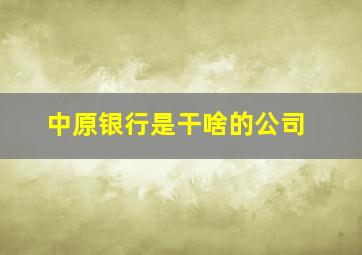 中原银行是干啥的公司