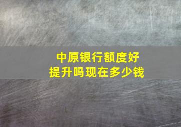 中原银行额度好提升吗现在多少钱