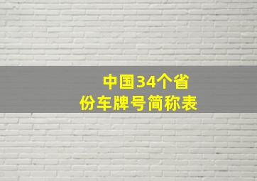 中国34个省份车牌号简称表