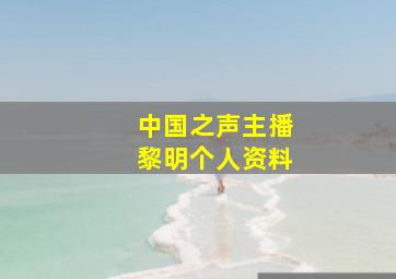 中国之声主播黎明个人资料