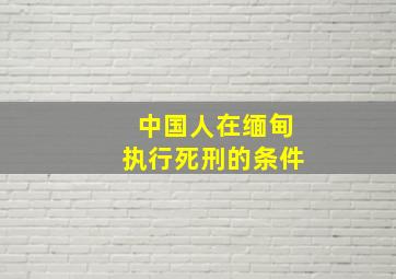 中国人在缅甸执行死刑的条件