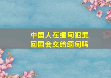 中国人在缅甸犯罪回国会交给缅甸吗