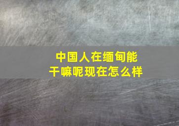 中国人在缅甸能干嘛呢现在怎么样