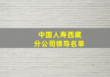 中国人寿西藏分公司领导名单