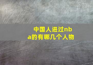 中国人进过nba的有哪几个人物