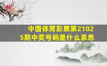 中国体育彩票第21025期中奖号码是什么意思