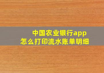 中国农业银行app怎么打印流水账单明细