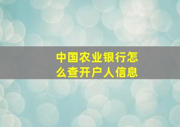 中国农业银行怎么查开户人信息