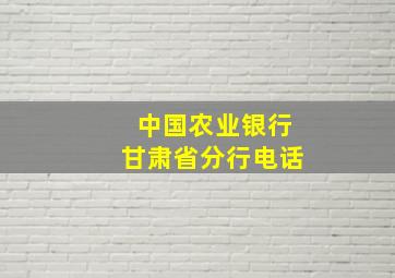 中国农业银行甘肃省分行电话