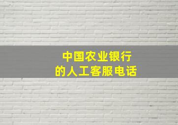 中国农业银行的人工客服电话