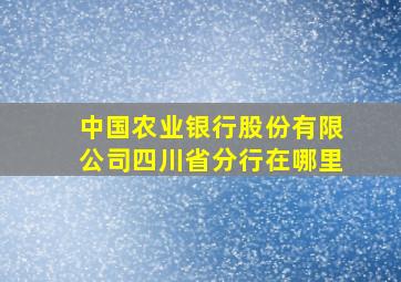 中国农业银行股份有限公司四川省分行在哪里