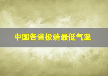 中国各省极端最低气温