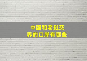 中国和老挝交界的口岸有哪些