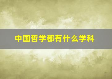 中国哲学都有什么学科